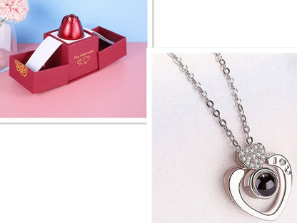 2023 Hot Valentine's Day Gifts Metal Rose Jewelry Gift Box Necklace For Wedding Girlfriend Necklace Gifts - DunbiBeauty, LLC