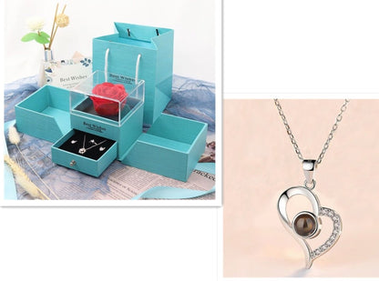 2023 Hot Valentine's Day Gifts Metal Rose Jewelry Gift Box Necklace For Wedding Girlfriend Necklace Gifts - DunbiBeauty, LLC