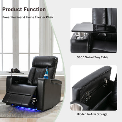 Premium Power Recliner with Storage Arms, Cupholders, Swivel Tray Table and Cell Phone Stand,Black(Old Sku:SG000451AAA)