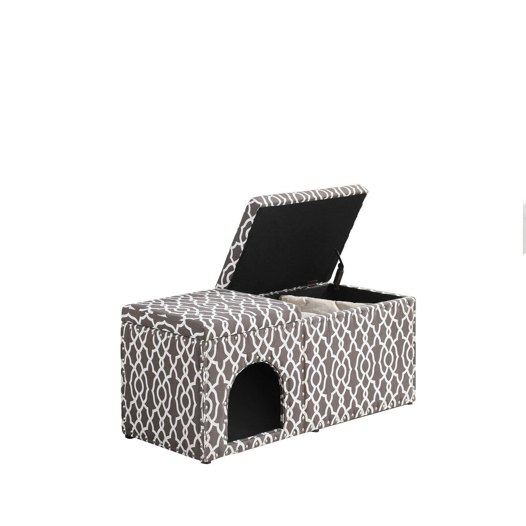 18&quot; Cassidy Smoky Gray Pet Housing w/ Storage Bench