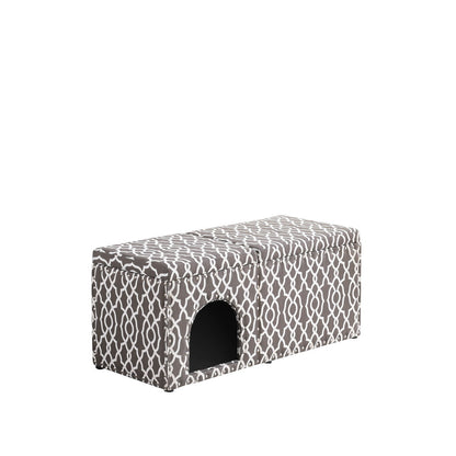 18&quot; Cassidy Smoky Gray Pet Housing w/ Storage Bench