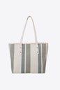 Striped Straw Tote Bag