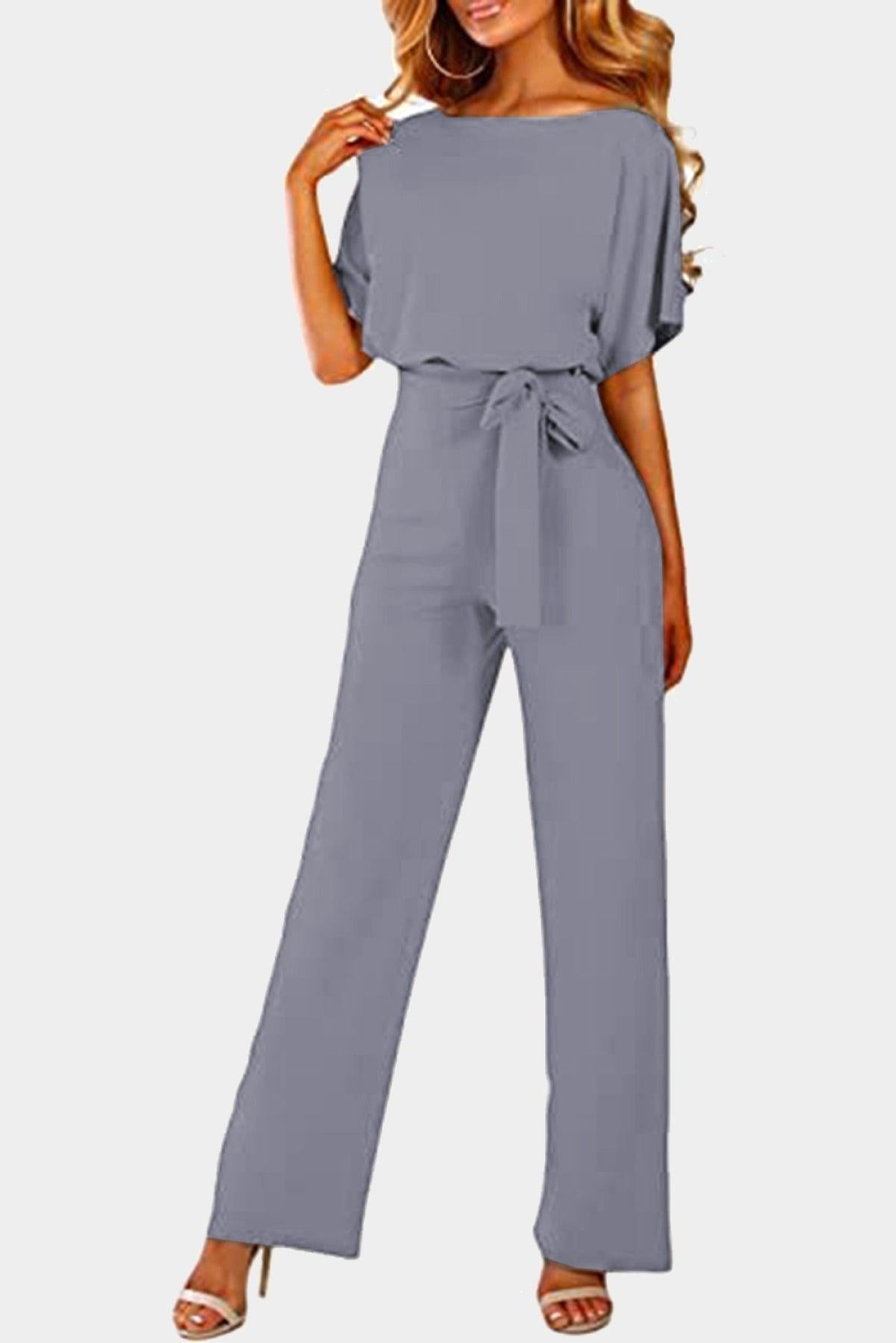 Oh So Glam Belted Wide Leg Jumpsuit Kiwidrop