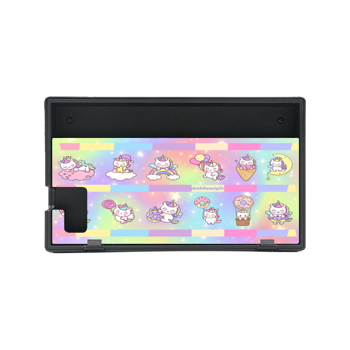 Nintendo Switch Game Console Stickers ｜PVC -Kawaii Unicorn, Pastel Rainbow, Clouds, Pink, Purple, Blue, Yellow, Sleepy Unicorn, Hungry Unicorn, Moon, Candy, Donuts, Ice Cream (Designed by Dunbi)