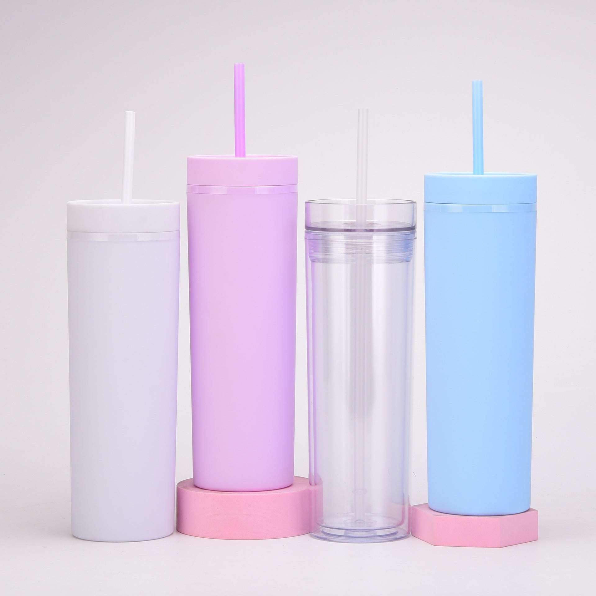 20Oz Double-Layer Plastic Skinny Tumbler with Matching Straw - DunbiBeauty, LLC