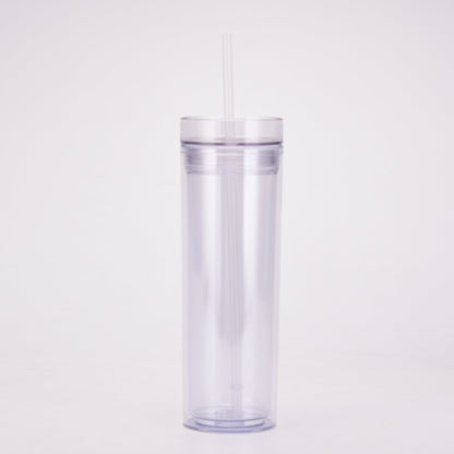 20Oz Double-Layer Plastic Skinny Tumbler with Matching Straw - DunbiBeauty, LLC