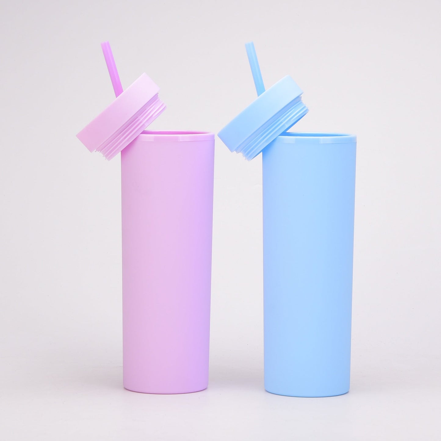 20Oz Double-Layer Plastic Skinny Tumbler with Matching Straw - DunbiBeauty, LLC