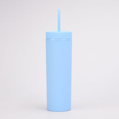 20Oz Double-Layer Plastic Skinny Tumbler with Matching Straw - DunbiBeauty, LLC