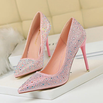 Spring High Heel Women's Wedding Shoes With Crystal Evening Dress Bridal Shoes