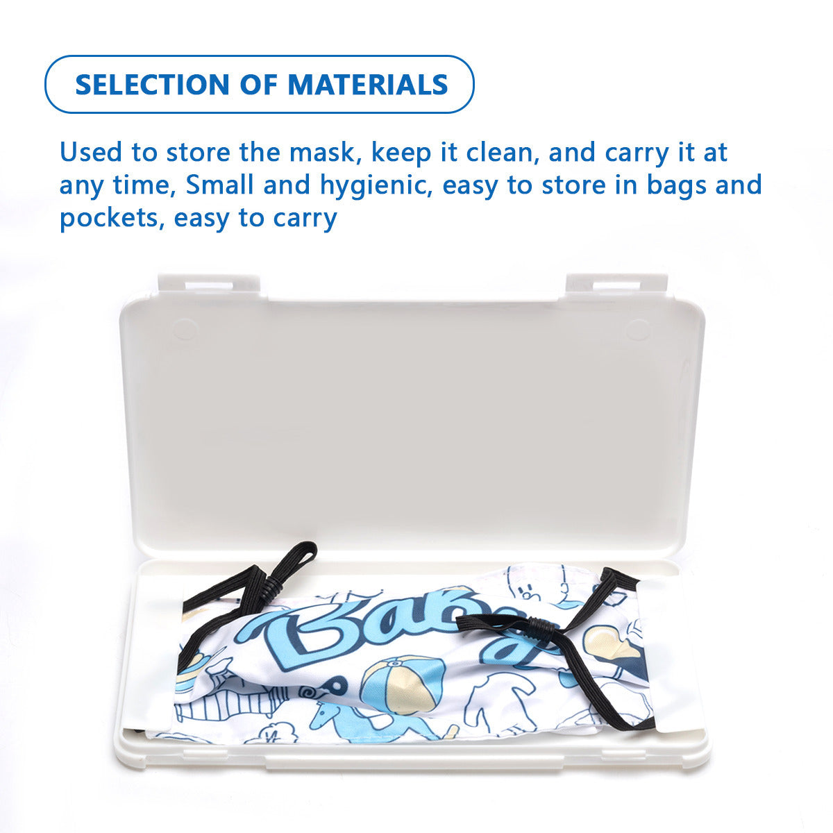 Mask Storage Box｜Plastic - Back to School, Composition Notebook Style, Doodles, Scribbles, Writing, Boy, Blue (Designed by Dunbi)