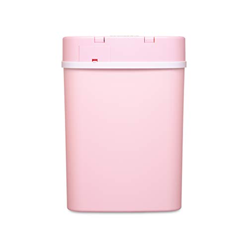 Ninestars DZT-12-5PK Bedroom or Bathroom Automatic Touchless Infrared Motion Sensor Trash Can, 3 Gal 12 L, ABS Plastic (Rectangular, Pink) Trashcan