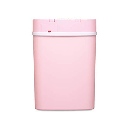 Ninestars DZT-12-5PK Bedroom or Bathroom Automatic Touchless Infrared Motion Sensor Trash Can, 3 Gal 12 L, ABS Plastic (Rectangular, Pink) Trashcan