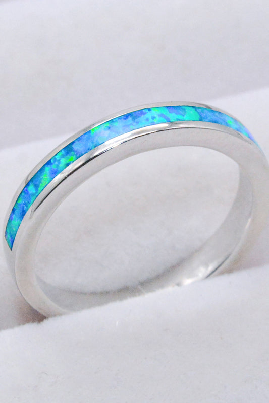 925 Sterling Silver Opal Ring in Sky Blue