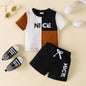 NICE Color Block Tee and Shorts Set