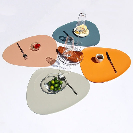 2/3/4PCS Tableware Pad Placemat Table Mat Heat Insulation PU Leather Bowl Coaster Kitchen Non-Slip - DunbiBeauty, LLC