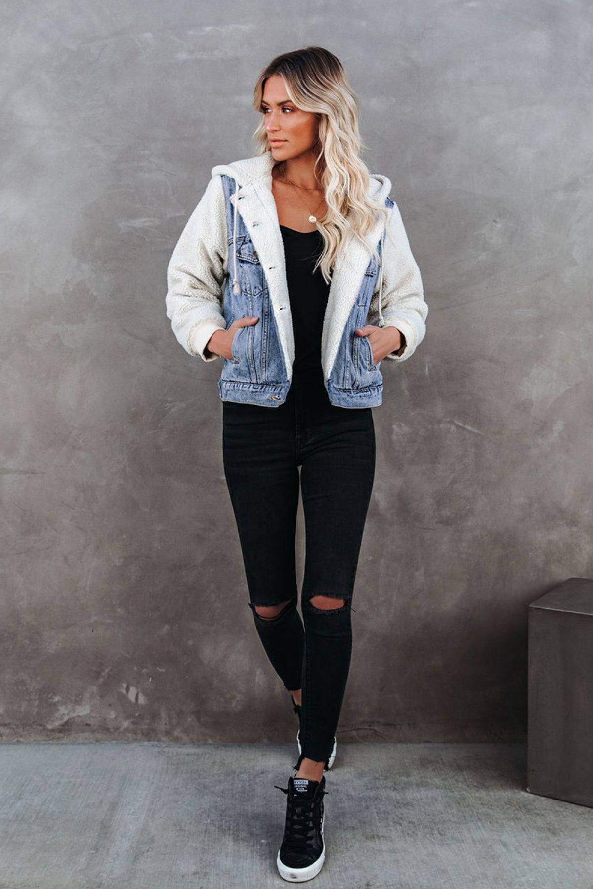 Sherpa Denim Splicing Buttoned Jacket Kiwidrop