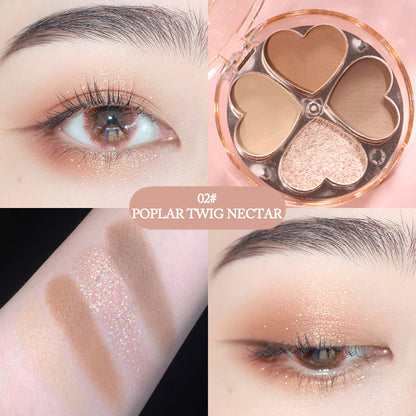 Portable Pearlescent Waterproof Daily Earth Color Lucky Four-leaf Clover Eyeshadow