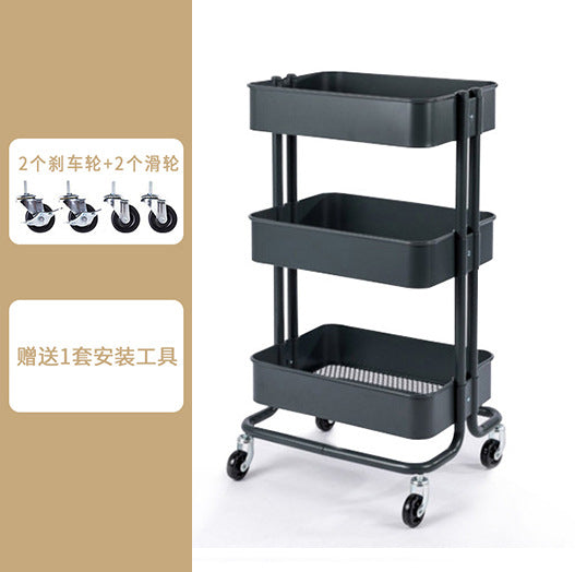 Movable wheeled kitchen storage rack trolley living room storage floor-to-floor beauty salon trolley supplies storage rack Larnt