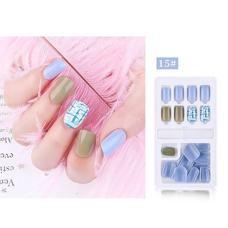 24/30Pcs Fake Nails With Glue Press On Nails Nail Tips With Jelly Double-sided Tape Natural Extension Nail Art - DunbiBeauty, LLC