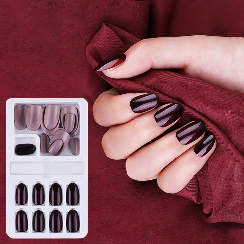 24/30Pcs Fake Nails With Glue Press On Nails Nail Tips With Jelly Double-sided Tape Natural Extension Nail Art - DunbiBeauty, LLC