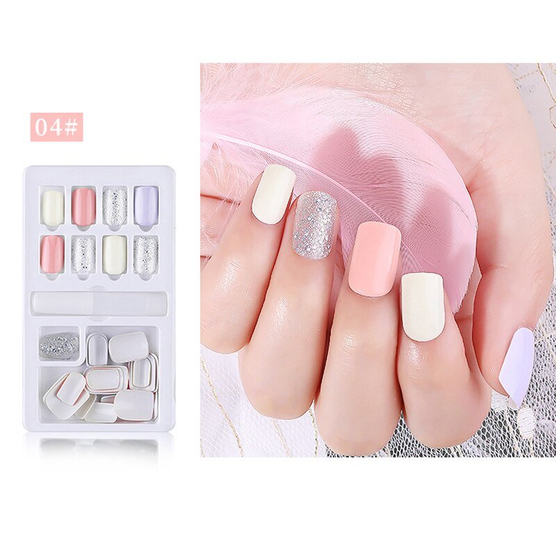 24/30Pcs Fake Nails With Glue Press On Nails Nail Tips With Jelly Double-sided Tape Natural Extension Nail Art - DunbiBeauty, LLC