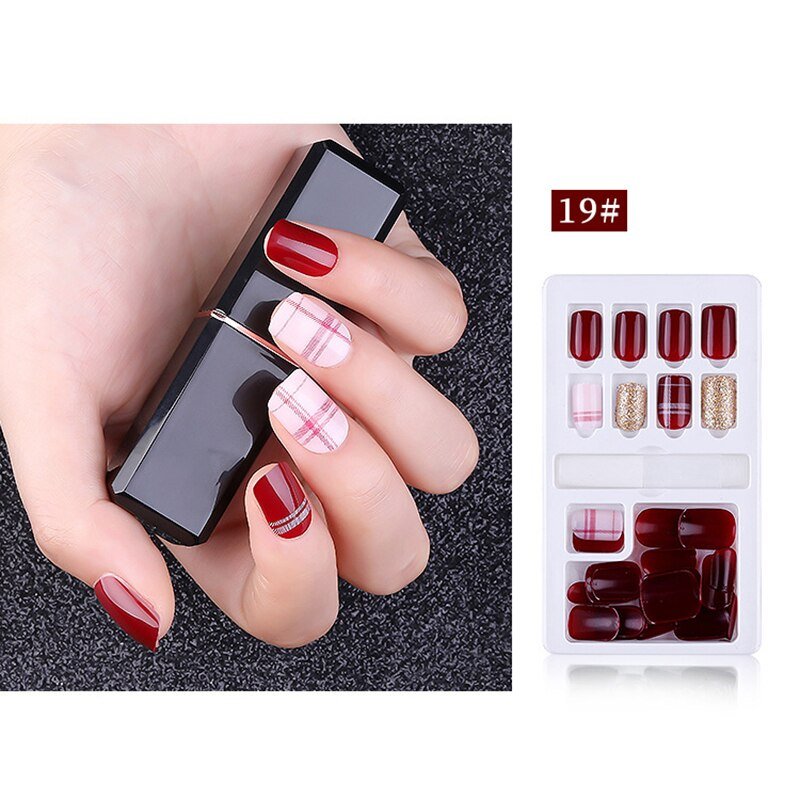 24/30Pcs Fake Nails With Glue Press On Nails Nail Tips With Jelly Double-sided Tape Natural Extension Nail Art - DunbiBeauty, LLC