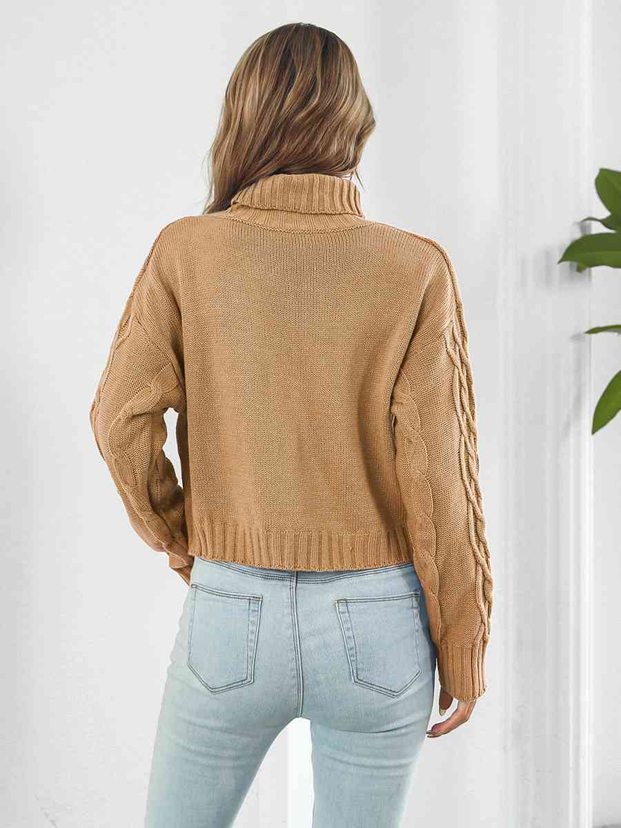 Turtleneck Dropped Shoulder Sweater