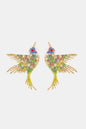 Bird Shape Zinc Alloy Frame Glass Stone Dangle Earrings