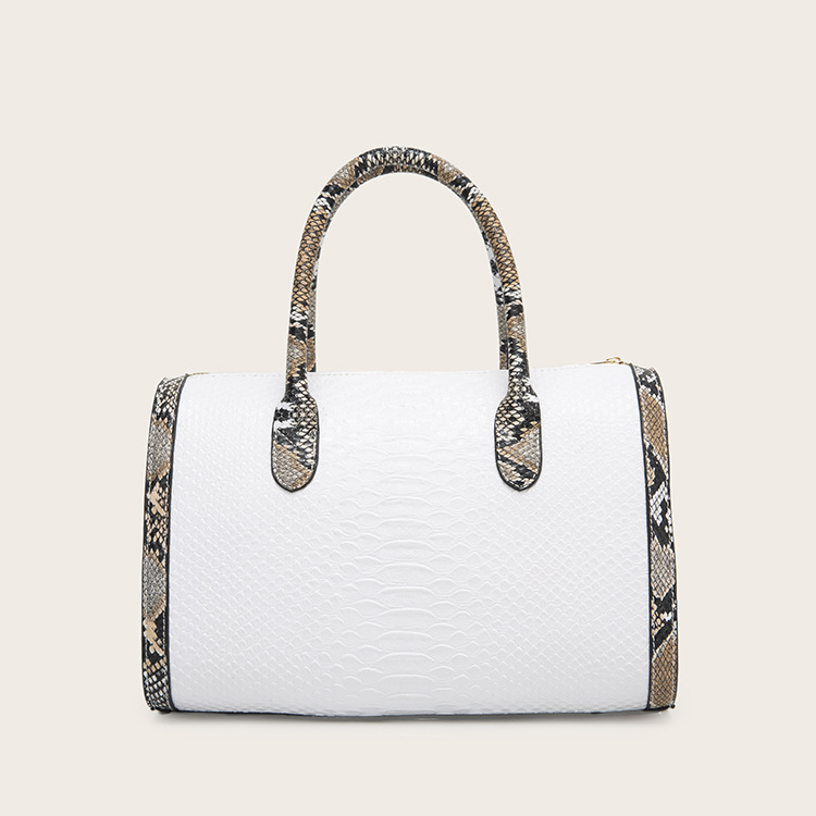 Retro Snakeskin Print Barrel Bag Set Kiwidrop