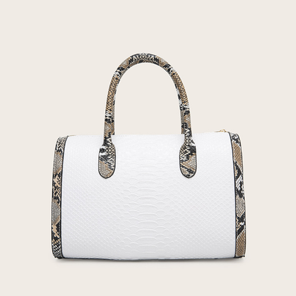 Retro Snakeskin Print Barrel Bag Set Kiwidrop