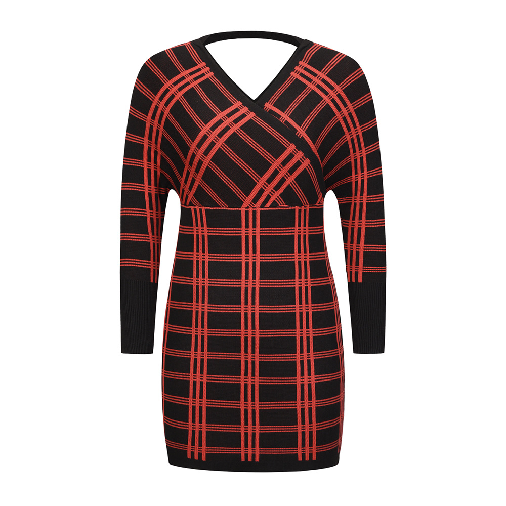 Sexy Plaid Batwing Sleeve Tube Mini Dress Kiwidrop