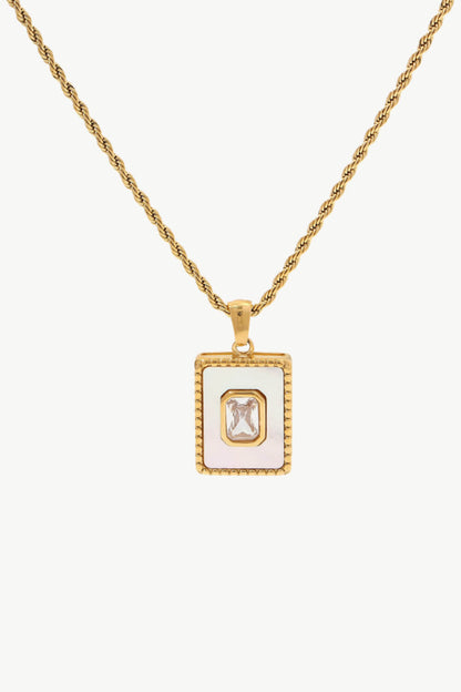 Square Pendant Twisted Chain Necklace Trendsi