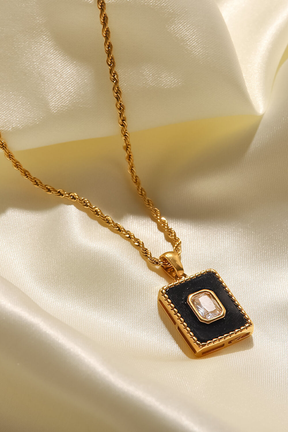 Square Pendant Twisted Chain Necklace Trendsi