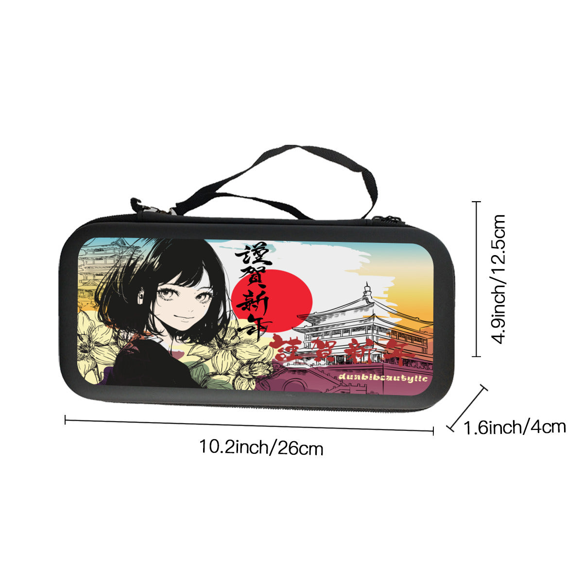 Nintendo Switch Storage Bag (Double-Sided Printing)｜Eva Material - Japan, Japanese, Yellow, Blue, Purple, Orange, Day, Early Morning, Sunrise, Japan Flag, Sunrise Rainbow, Crane, Architecture, Pretty Girl, Tiger, Kanji (Designed by Dunbi)