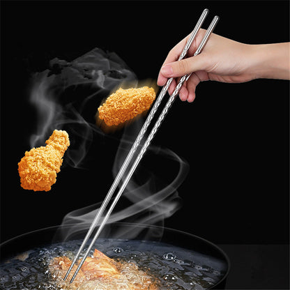 Stainless Steel Chopsticks Non-slip Screwed Healthy Light Weight Extra Long Frying Chopsticks Reusable Kitchen Tool Larnt