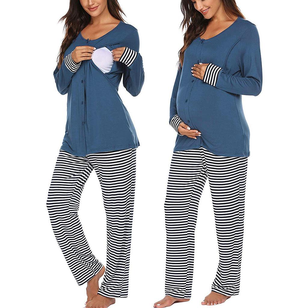 Pajamas Set For Pregnant Women Maternity Sleepwear Nursing Clothes Summer Cotton Larnt