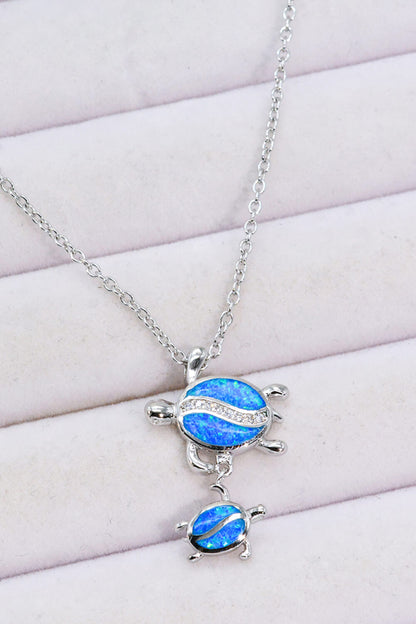 Opal Turtle Pendant Necklace