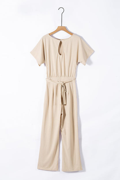 Oh So Glam Belted Wide Leg Jumpsuit Kiwidrop