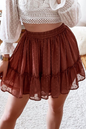 Rust Red Dot Print Elastic Waist Chiffon Mini Skirt Kiwidrop