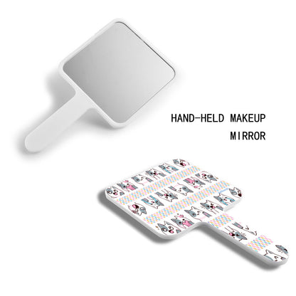 Handle Square Mirror｜Rubber -Kawaii Cat, Anime Style, Cartoon, Emotions, Happy, Sad, Angry, Laughing, White Background (Designed by Dunbi)