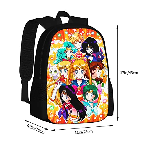 2PCS Sailor Moon Backpack Cartoon Laptop Backpack Travel Daypack M1 - DunbiBeauty, LLC