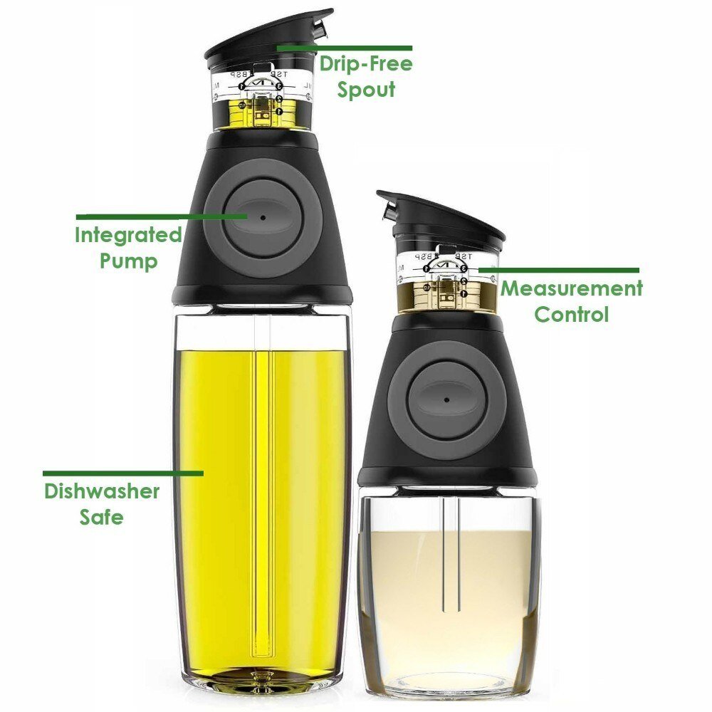 2pcs/set 9/17oz Olive Oil Dispenser Bottle Set Oil Vinegar Cruet with Drip-Free Spouts Kitchen Gadgets - DunbiBeauty, LLC