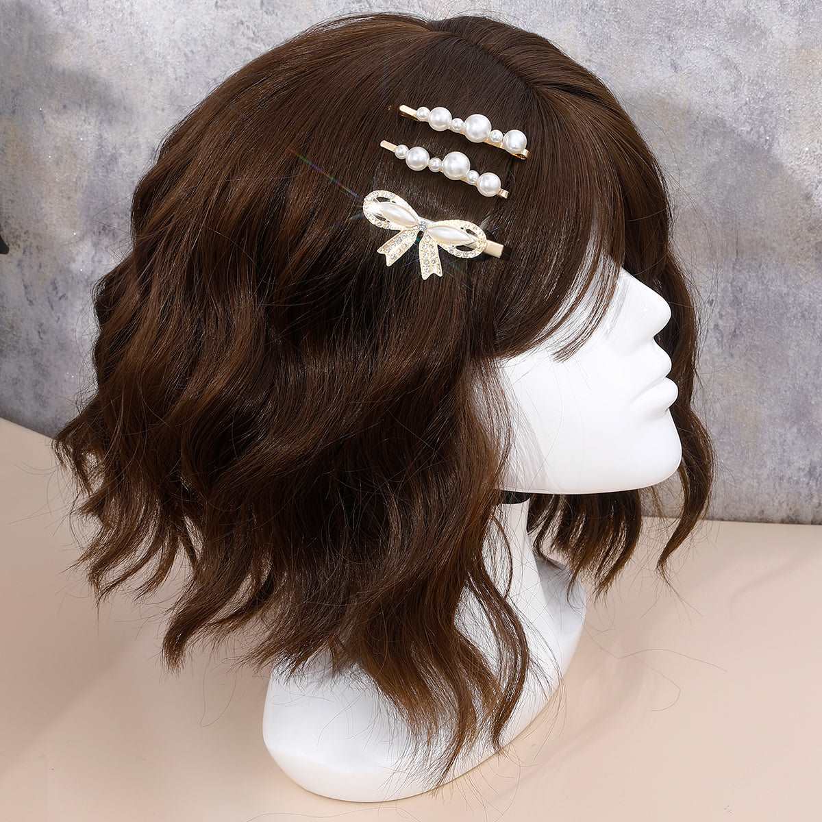 3 Piece Pearl Hairpin and Rhinestone Bow Hair Clip Set - DunbiBeauty, LLC