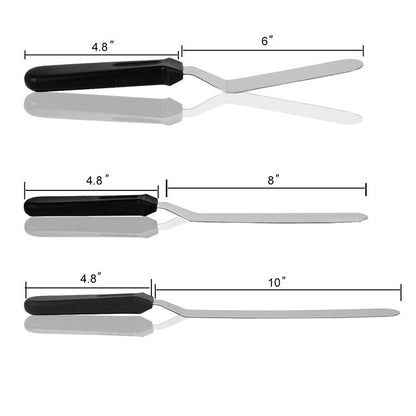 3 Pieces Angled Icing Spatula Set Stainless Steel Kitchen Cake Spatula - DunbiBeauty, LLC