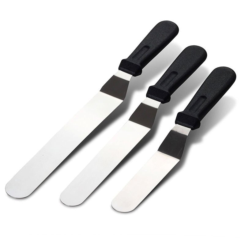 3 Pieces Angled Icing Spatula Set Stainless Steel Kitchen Cake Spatula - DunbiBeauty, LLC