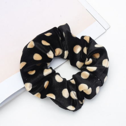 Vintage leopard spotted hair circle fabric hair accessory scrunchie