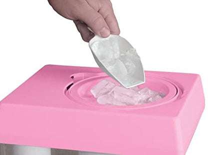 Nostalgia Vintage Countertop Snow Cone Maker Makes 20 ICY Treats, Includes 2 Reusable Plastic Cups & Ice Scoop, Pink Spreadr