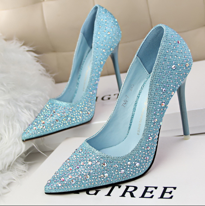 Spring High Heel Women's Wedding Shoes With Crystal Evening Dress Bridal Shoes