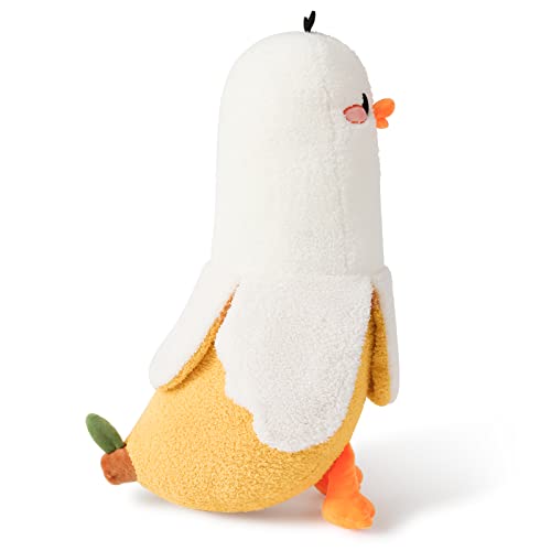 PEACH CAT Banana Duck Plush Toy Cute Plushie Hugging Plush Pillow Duck Stuffed Animal for Girls and Boys White 12"