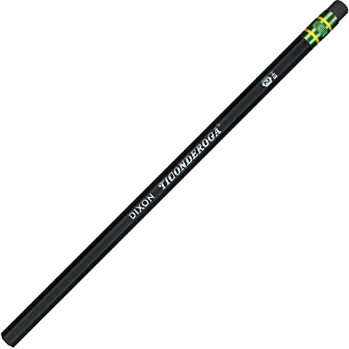 Ticonderoga Wood-Cased Pencils, Unsharpened, 2 HB Soft, Black, 12 Count